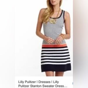 Lilly Pulitzer Black and White Striped Mini Dress with Orange Accent size S